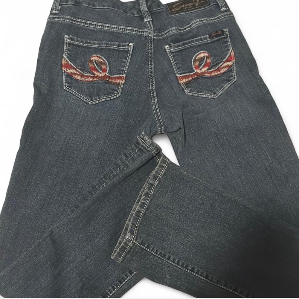 Seven7 Gray Boot Cut Jeans with Embroidered Details